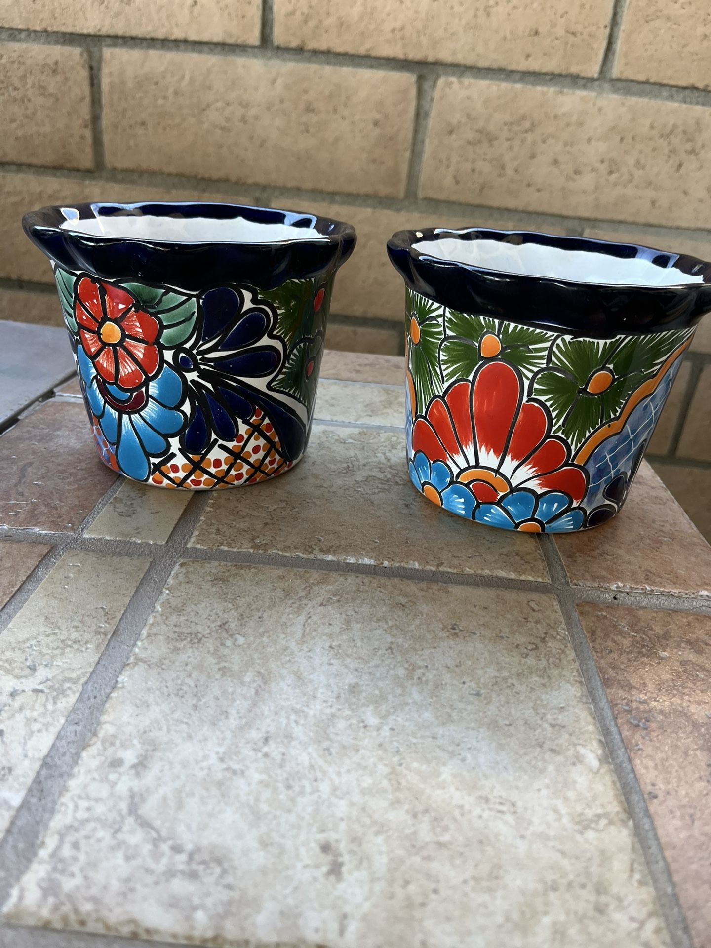 Set Of 2 Talavera Planters