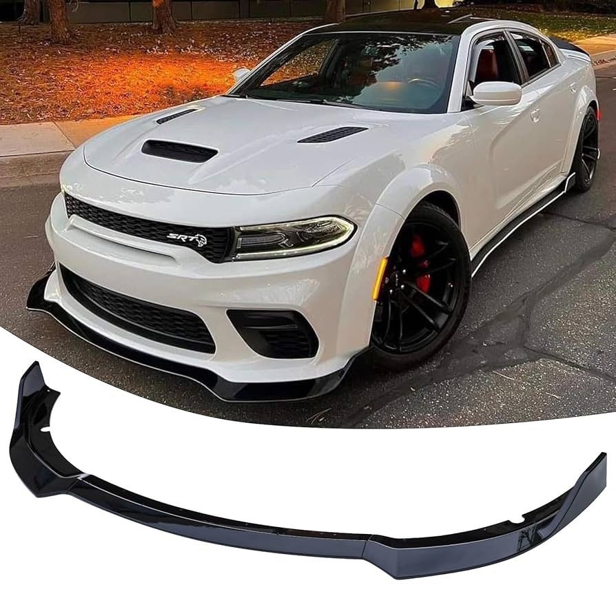 WildWell Front Bumper Lip Splitter for Dodge Charger SRT Hellcat Scat Pack Daytona RT 2015-2024, Front Lip Spoiler, Air Chin Body Kit Without Wide Bod