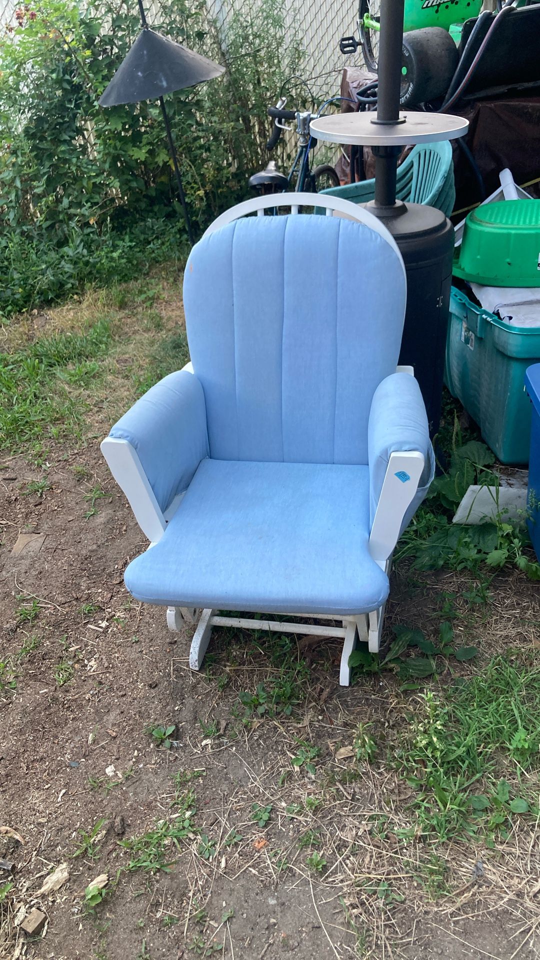 Light Blue And White Sliding Chair