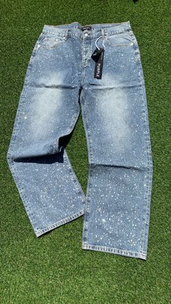 Purple Brand Rhinestone Baggy Jeans