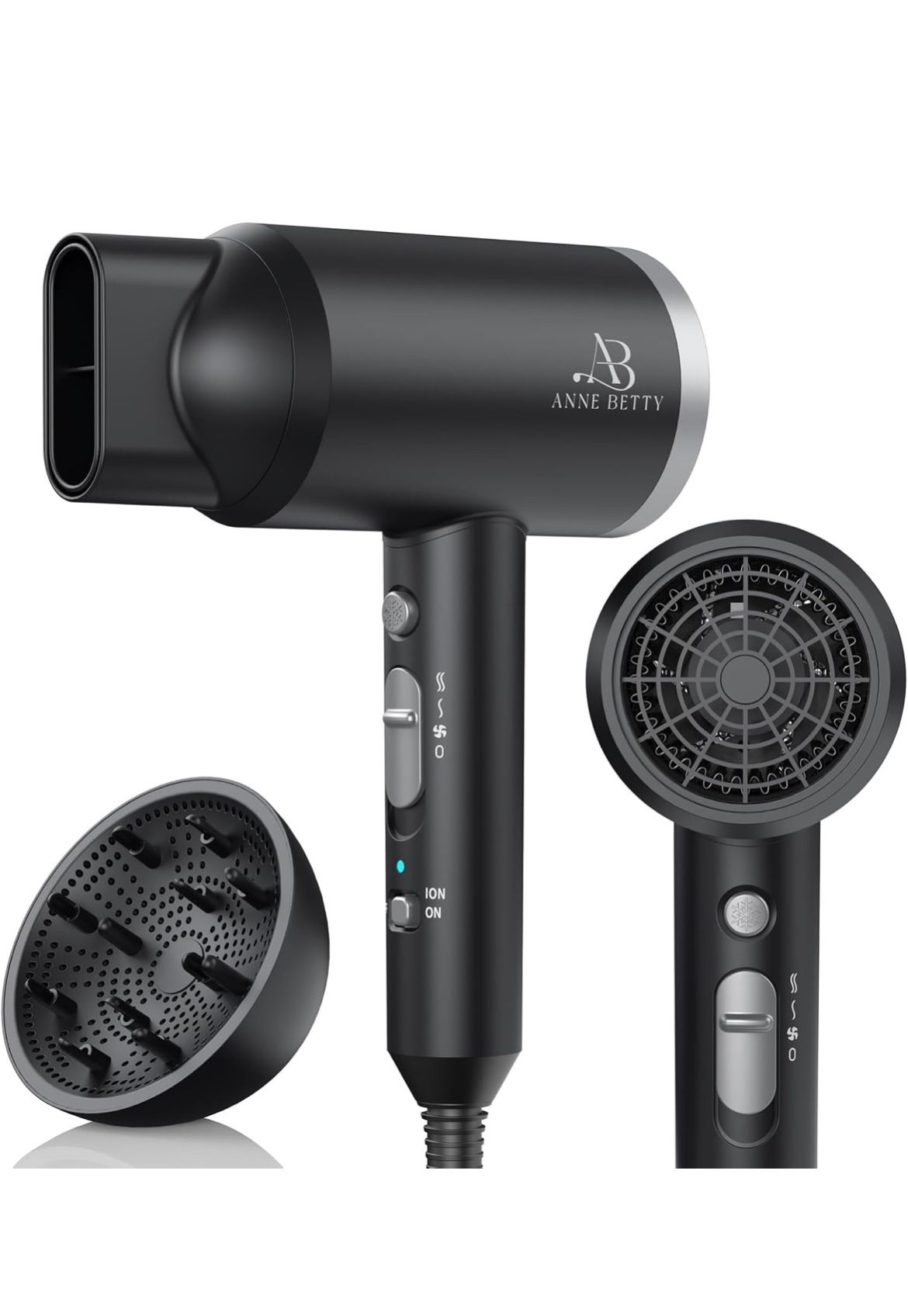 Ionic Hair Dryer with Diffuser, Powerful 1800W Blow Dryer for Women & Men