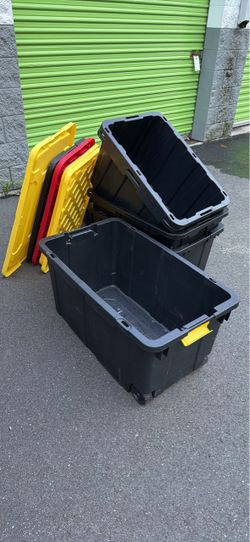 Large Black Plastic Storage Totes with Lids
