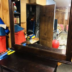 Dressing mirror with night stand