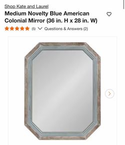 Kate and Laurel Blue Colonial Wall Mirror 36x28