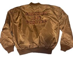 Assholes*s Live Forever Bomber Jacket XL Reversible Brown
