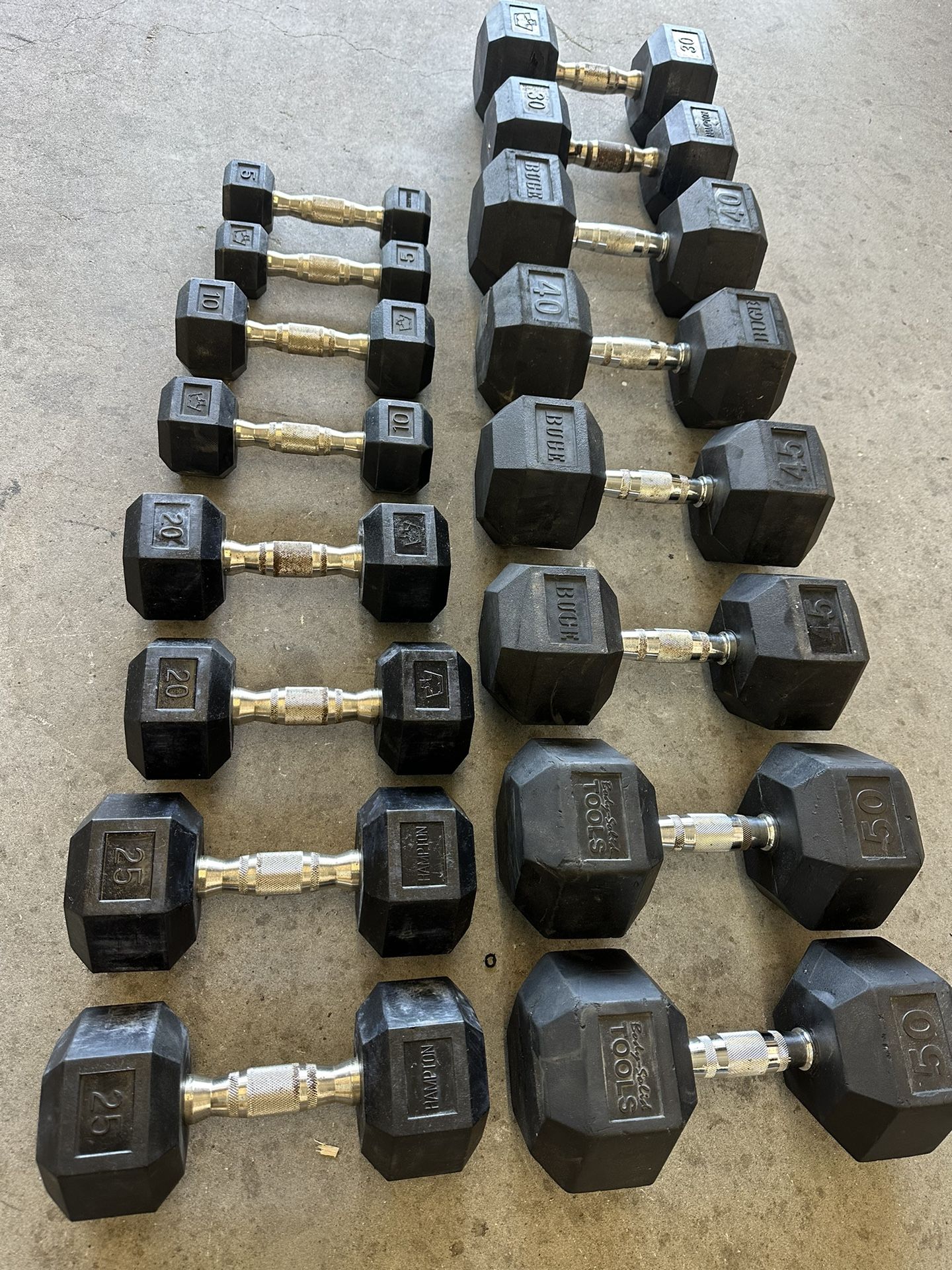 Rubber Hex Dumbbell Set