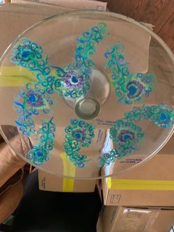 Hand painted peacock pie \ cake server