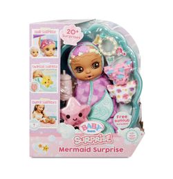 BABY born Surprise Mermaid Surprise – Baby Doll with Purple Towel and 20+ Surprises