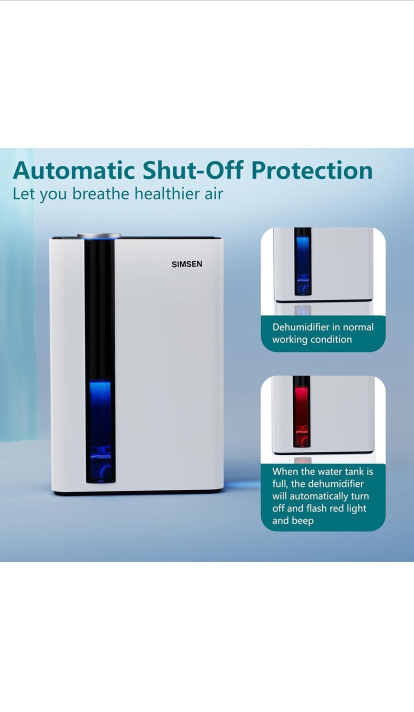 95oz Dehumidifier for Home, 800 sq ft, Reusable Filter, Small Dehumidifier with Drain Hose, Dehumidifiers for Bedroom Bathroom Basements Closet RV