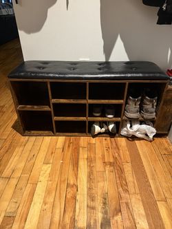 Daimen 10 Pairs Shoe Storage Bench with PU Leather Cushion