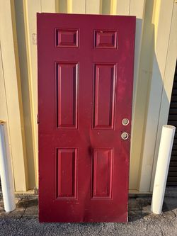 Burgundy 6-Panel Steel Entry Door