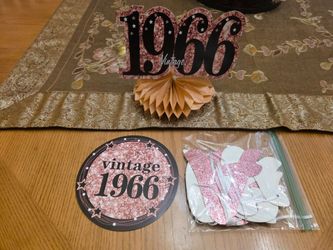 3 piece Rose Gold Vintage 1966 60th Birthday decorations. See photos and details
