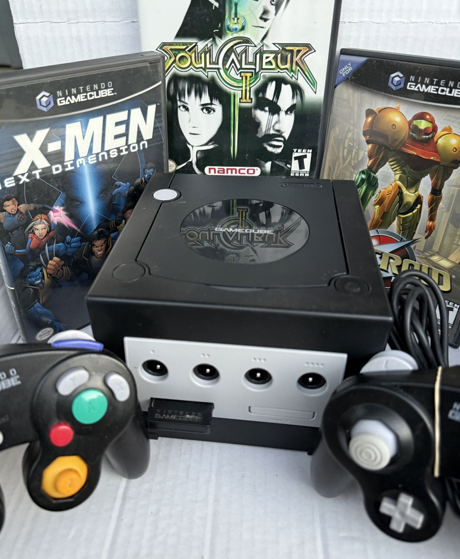 Read Description Nintendo GameCube Complete With Memory Card 2 Controllers And 3 Games Metroid Soul Caliber X-men