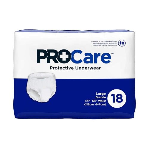 Adult underwear, disposable, moderate absorbency, 18-count pack