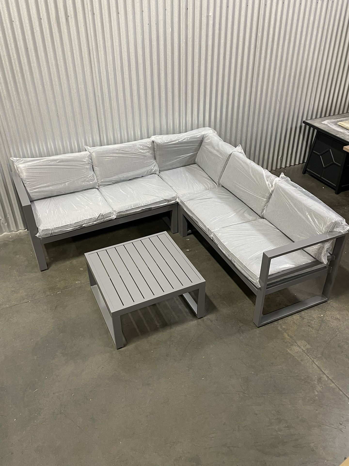 Aluminum L-Shaped Outdoor Patio Furniture Sectional Set