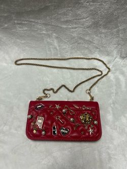 Aldo red gold charms small crossbody shoulder bag handbag purse clutch wallet