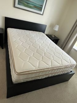 Queen size mattress, box spring, and bedframe
