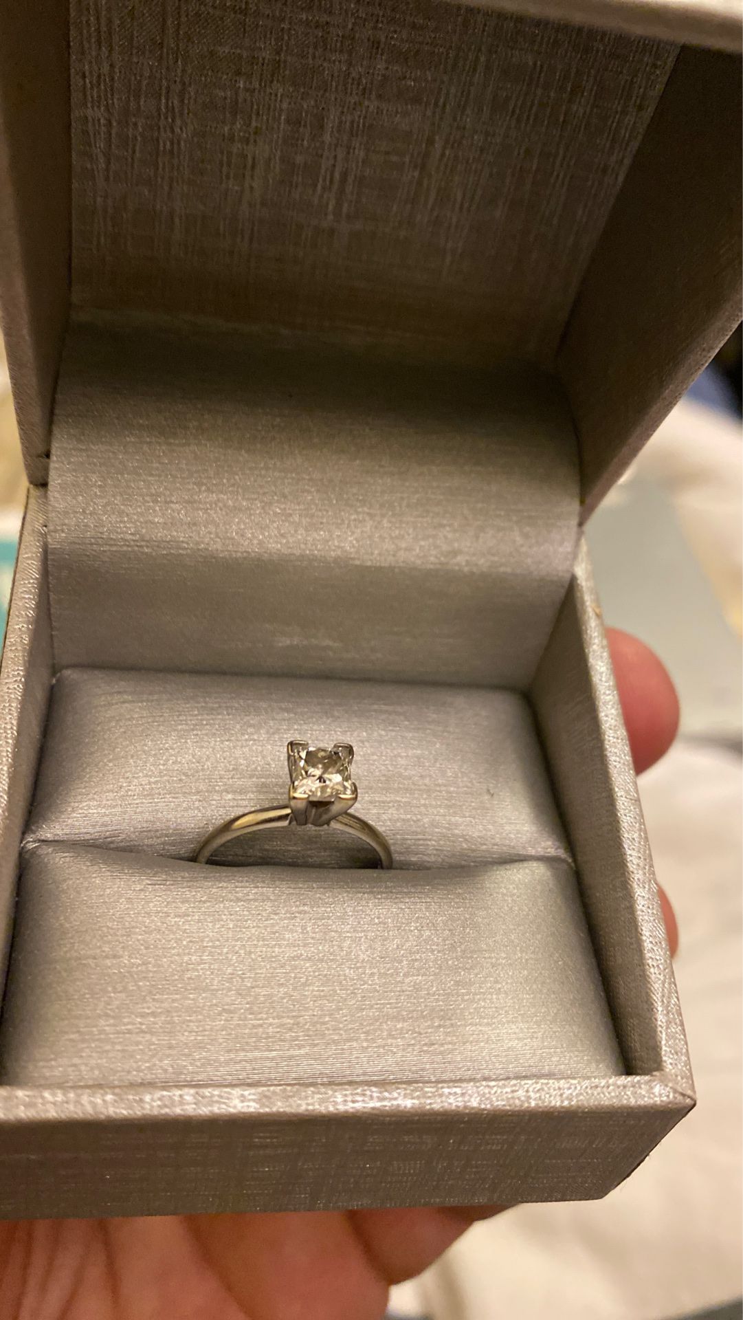 14kt diamond princess cut engagement ring.