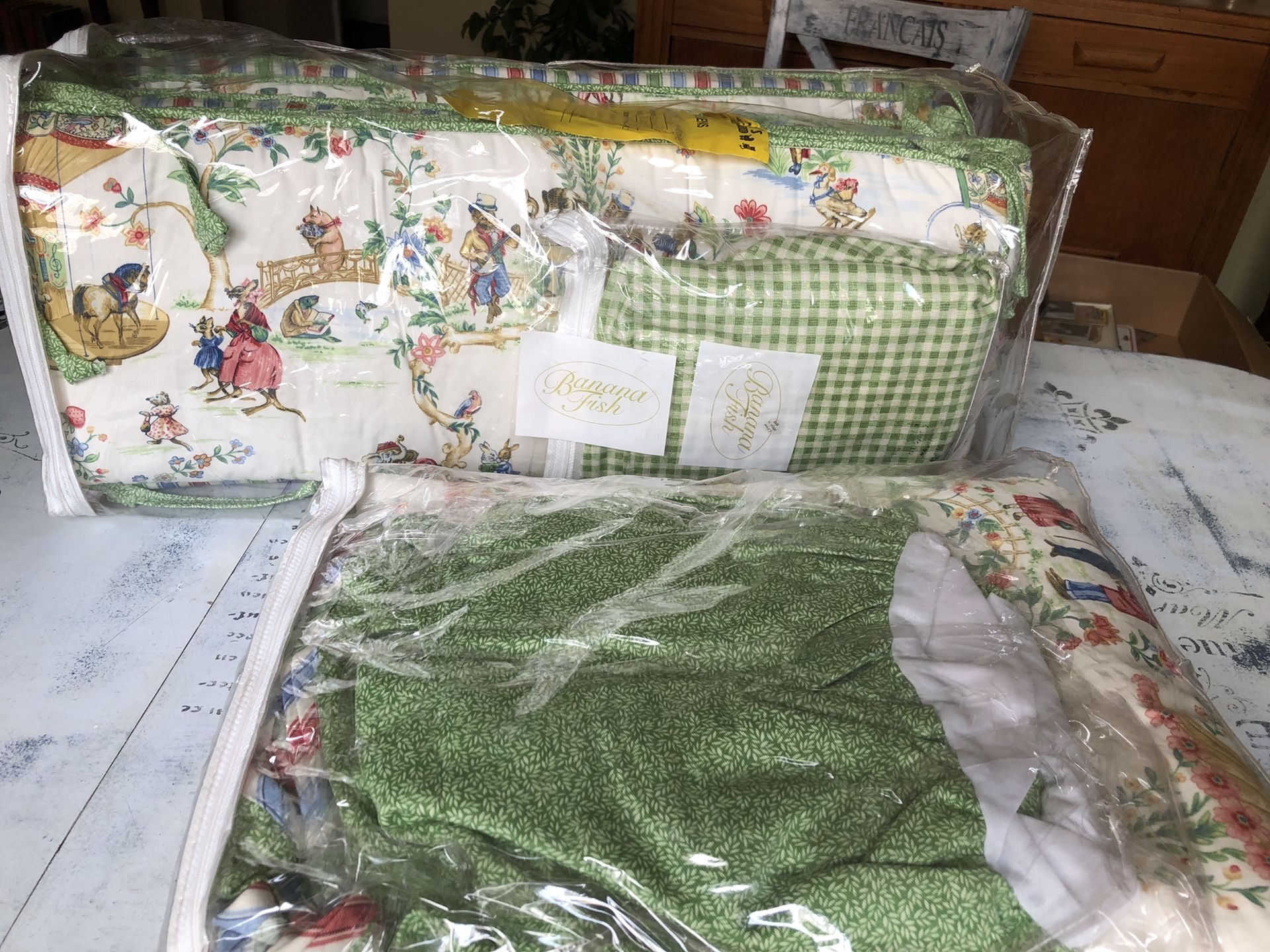 Banana Fish Carousel Sage Baby Crib Bedding Sheet Comforter