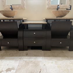 Silkroad 77” Modern Double Sink Bathroom Vanity