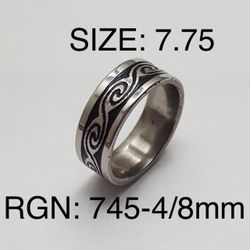 Stainless Steel Ring Band For Men & Women: Size-7.75/RGN-745-4