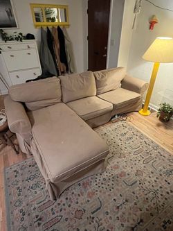 Beige Sofa with Chaise Lounge