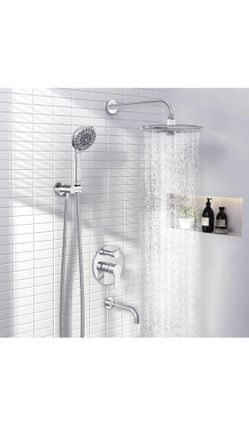 SR SUN RISE 9 Inches Tub and Shower Faucet Combo Wall Mounted Polished Chrome