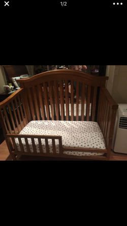 Brown Convertible CRIB ...MATTRESS and 6 SHEET SET