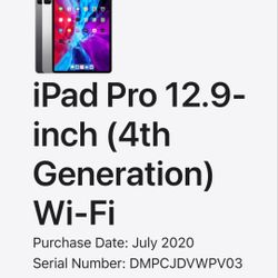 Ipad Pro 12.9 4th GEN 