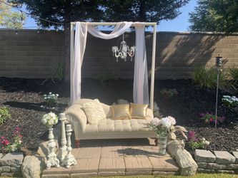 Photo back drop with Chandelier and candlesticks
