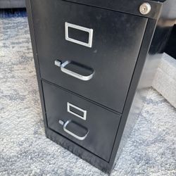 Hirsh 2 Drawer Vertical File Cabinet 22" Black: Steel Frame,
