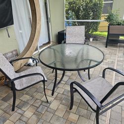 Aluminum Patio Table With 3 Stacking Chairs