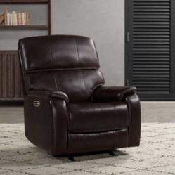 🍀🩵Barcalounger Columbia Leather Power Glider Recliner with Power Headrest $399 🍀