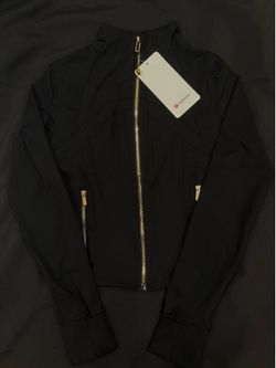 Cropped Black Lululemon Jacket Gold Zipper