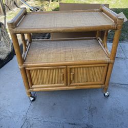 Rattan Bar Cart 29”1/2W X 18”D X 29”H Used But Good Condition $25 Firm On Price