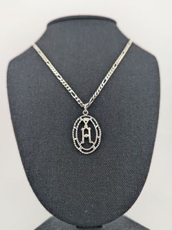 ✨ Italian Sterling Silver Initial "A" Fígaro Link Necklace ✨
