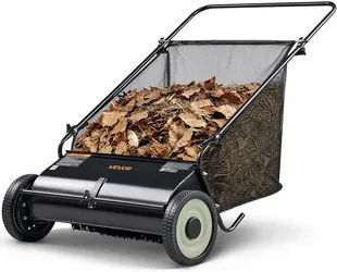 VEVOR Push Lawn Sweeper 26 Inch Leaf & Grass Collector 7 cu. ft. Hopper Bag
Heavy Duty Steel Frame Yard Sweeper with 4 Spinning Brushes, Rubber Wheel