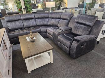 New Power 3 Recliner Sectional Couch! Blue Gray! Free Delivery 🚚!