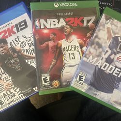 Lot Of 3 Ps4 xbox One Games Nba 2k19 2k17 Madden 17