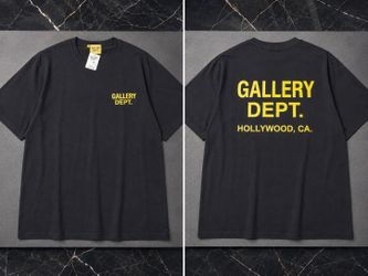 Gallery Dept. Hollywood CA Black W/ Yellow Logo Crew Neck T-Shirt Men's
