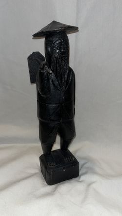 Hand carved Wooden Chinese Farmer Statue