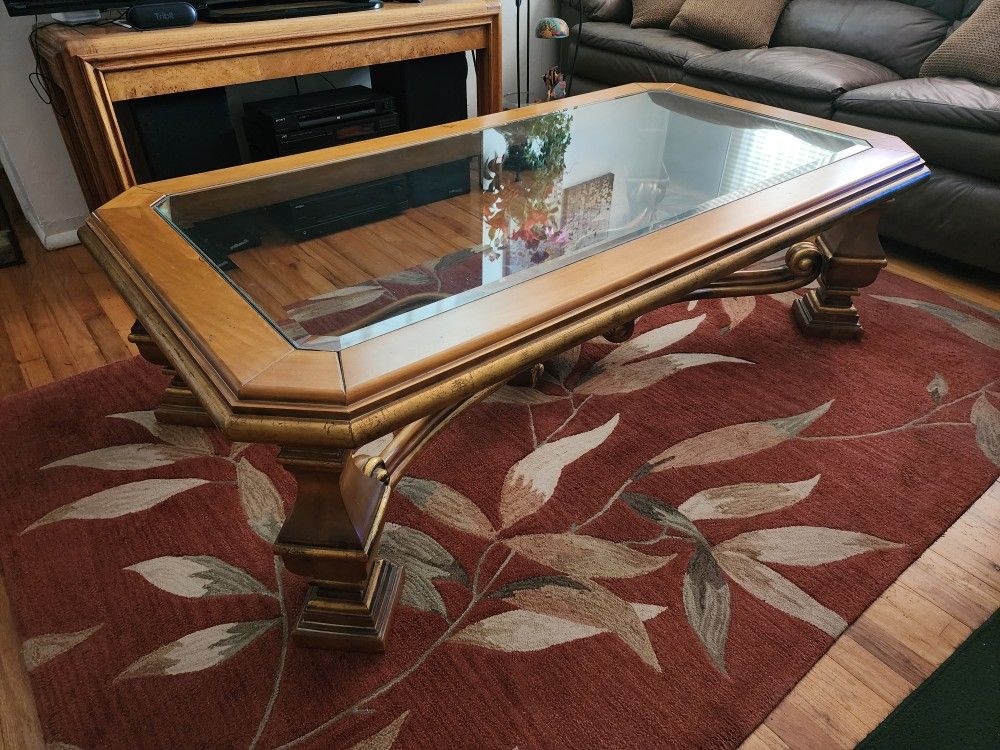 Solid Wood And Glass Table
