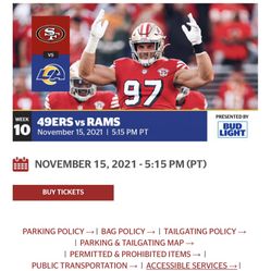 Rams Vs 49ers Great Seats $250