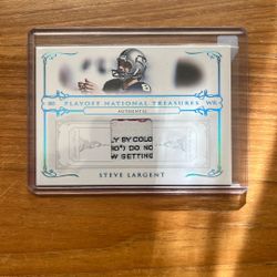 Steve Largent National Treasures Game Used Laundry Tag Patch /5