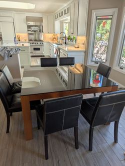 Large Square Glass top Table and Chairs