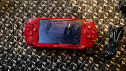 Sony PSP 2001 Console – Red, Cracked Screen