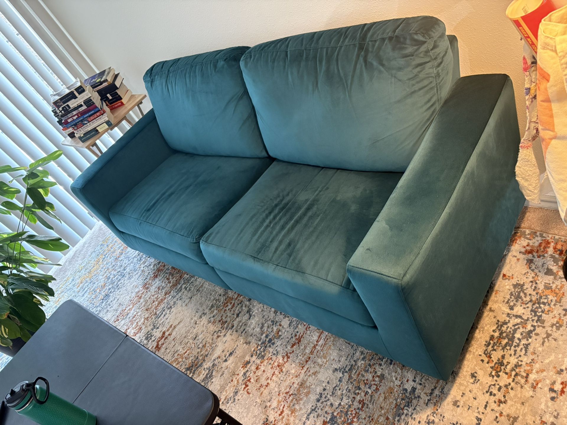 Teal velvet couch