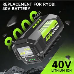 8.0Ah 40V Lithium Ion Replacement Battery for Ryobi set of 2 batteries