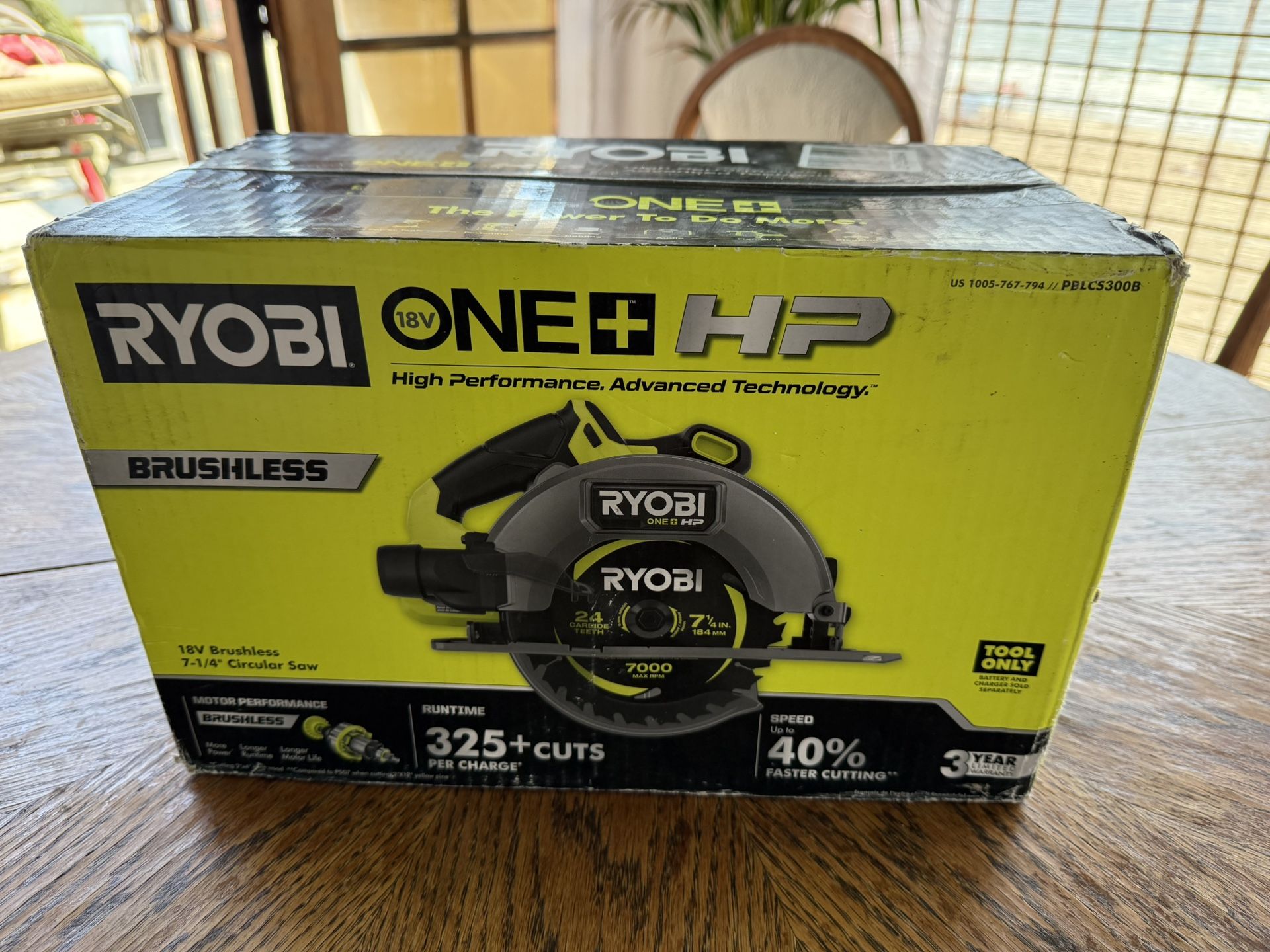 $130 Brand New Never Opened Ryobi Circular Saw 7 1/4” 7.25” Brushless Battery Operated
