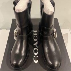 COACH Leighton Black Leather Boots - NIB Size 8.5 / 39